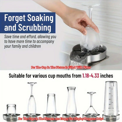 Glass Rinser, Kitchen Sink Bottle Washer, Cup Cleaner, Bar Kitchen Sink Accessories, Made of Stainless Steel, Can Be Used in Restaurants, Kitchens, Hotels, and Rv Kitchens